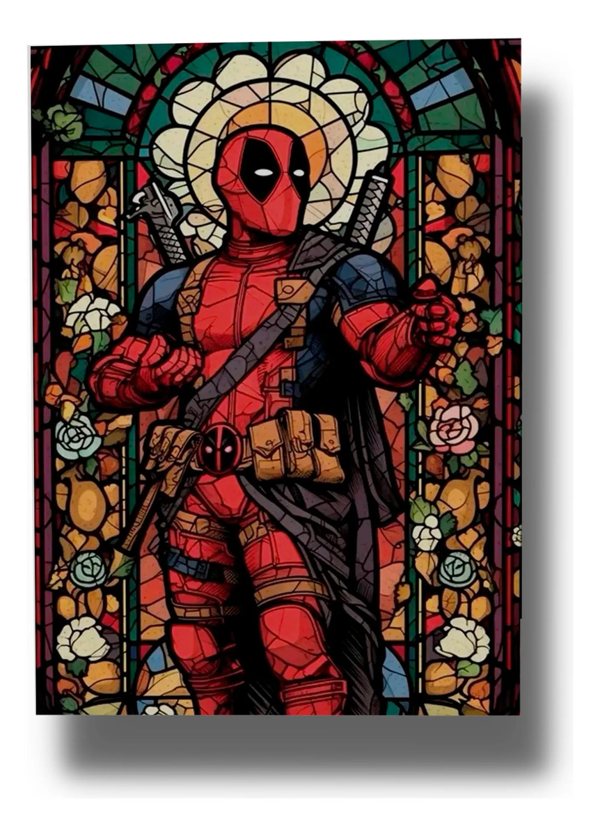 Cuadro Vitral Deadpool 880 40x30 Mdf Memoestampados