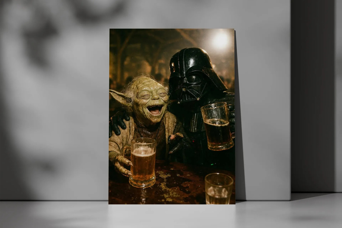 Cuadro Decorativo Yoda Y Darth Vader 50x70 Memoestampados - Imagen 3