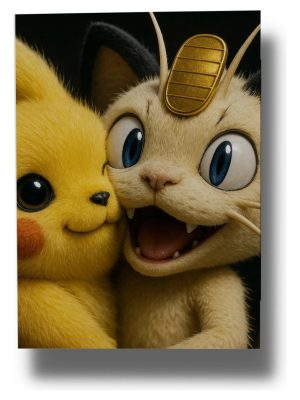 Cuadro Meowth Y Pikachu 869 40x30 Mdf Memoestampados