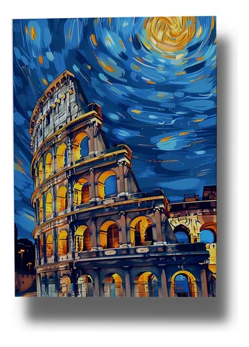 Cuadro Coliseo Óleo 740 40x53mdf Memoestampado