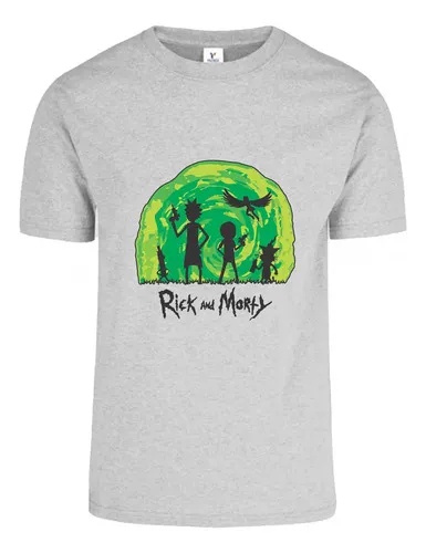 D_649828-MLU76761497072_062024-O.jpg Remera: Rick _ Morty Portal Siluetas Memoestampados