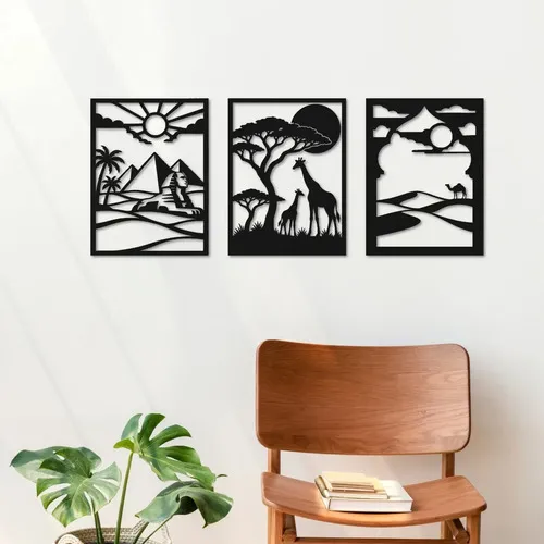 D_665052-MLU118649369030_102026-O.jpg Tríptico Calados Mdf África 30x40 Negro
