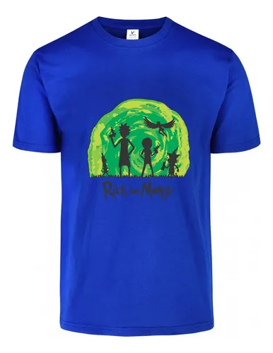D_667619-MLU76761476312_062024-O.jpg Remera: Rick _ Morty Portal Siluetas Memoestampados