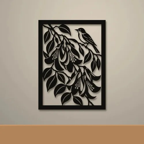 D_689178-MLU118644701118_102026-O.jpg Cuadro Calado Mdf Ceibo En Flor 30x40 Cm Negro