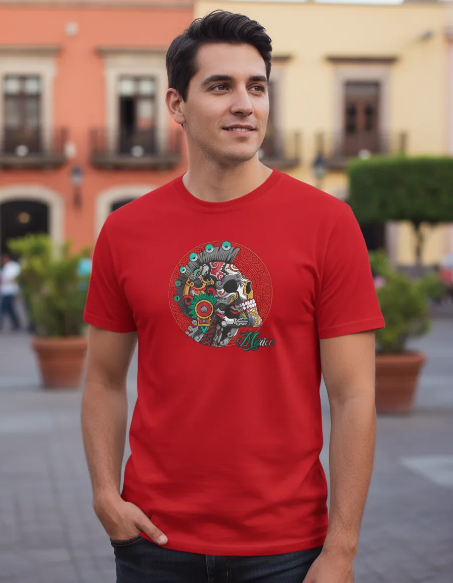 Remera: Craneo Arte Azteca Memoestampados