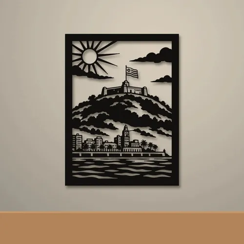 D_691222-MLU120309290889_102026-O.jpg Cuadro Calado Mdf Cerro De Montevideo 30x40 Cm Negro