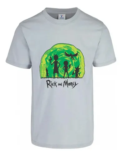 D_695811-MLU76966984743_062024-O.jpg Remera: Rick _ Morty Portal Siluetas Memoestampados