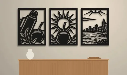D_707383-MLU120305596083_102026-O.jpg Tríptico Cuadros Calados Mdf Mate Y Rambla 30x40 Negro