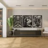 Tríptico Calados Mdf Religiosos Ángeles Y Santos 60x80 Negro