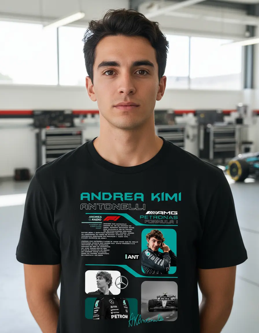 D_739399-MLU96523613103_102025-O.jpg Remera: F1 Kimi Antonelli Mercedes Memoestampados