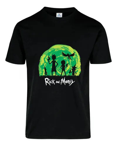 D_744947-MLU76761329758_062024-O.jpg Remera: Rick _ Morty Portal Siluetas Memoestampados