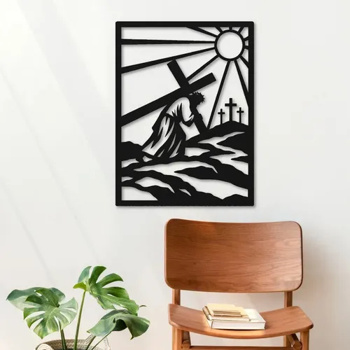 D_745646-MLU120322426289_102026-O.jpg Cuadro Calado Mdf Jesús Con La Cruz 30x40 Cm