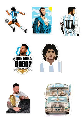 D_748489-MLU87017302182_072025-O.jpg Pack Pegotines Stickers Messi Maradona Arg Memoestampados