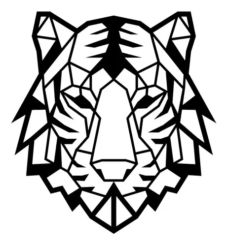 Cuadro Madera Calada 3mm Tigre Geometrico 2 62x57cm