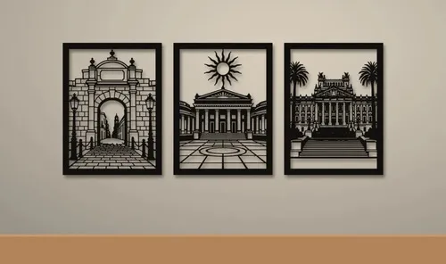 D_756880-MLU118646115968_102026-O.jpg Tríptico Calados Mdf Montevideo Histórico 30x40 Negro