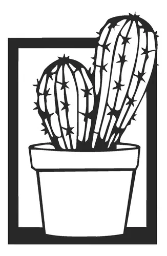 Cuadro Madera Calada 3mm Cactus 3 74x48cm