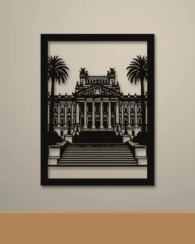 Cuadro Calado Mdf Palacio Legislativo 60x80 Cm Negro