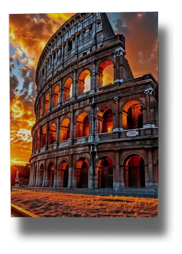 Cuadro Coliseo Romano Atardecer 697 40x53 Mdf Memoestampados