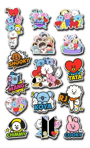 Pack Pegotines Stickers Bts Bt21 Memoestampados