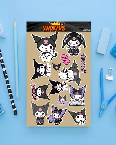 Pack Pegotines Stickers Kuromi Memoestampados