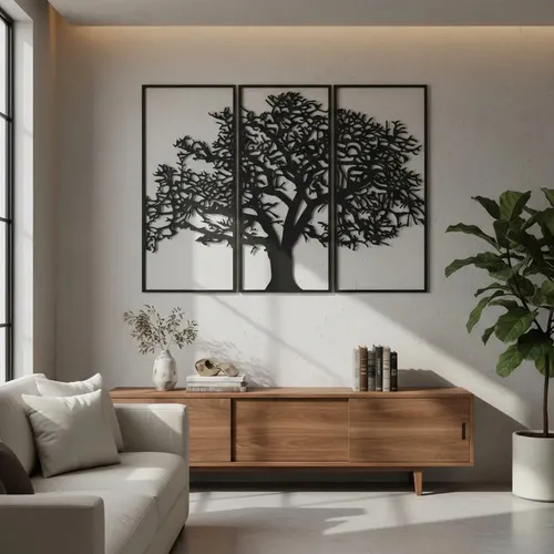 D_796987-MLU93926483025_102025-O.jpg Triptico Arbol Mdf 3mm Pintado Tamaño 66 X 49 Cm Decorativo
