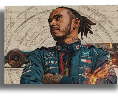 Cuadro Lewis Hamilton 902 50x70 Mdf Memoestampados