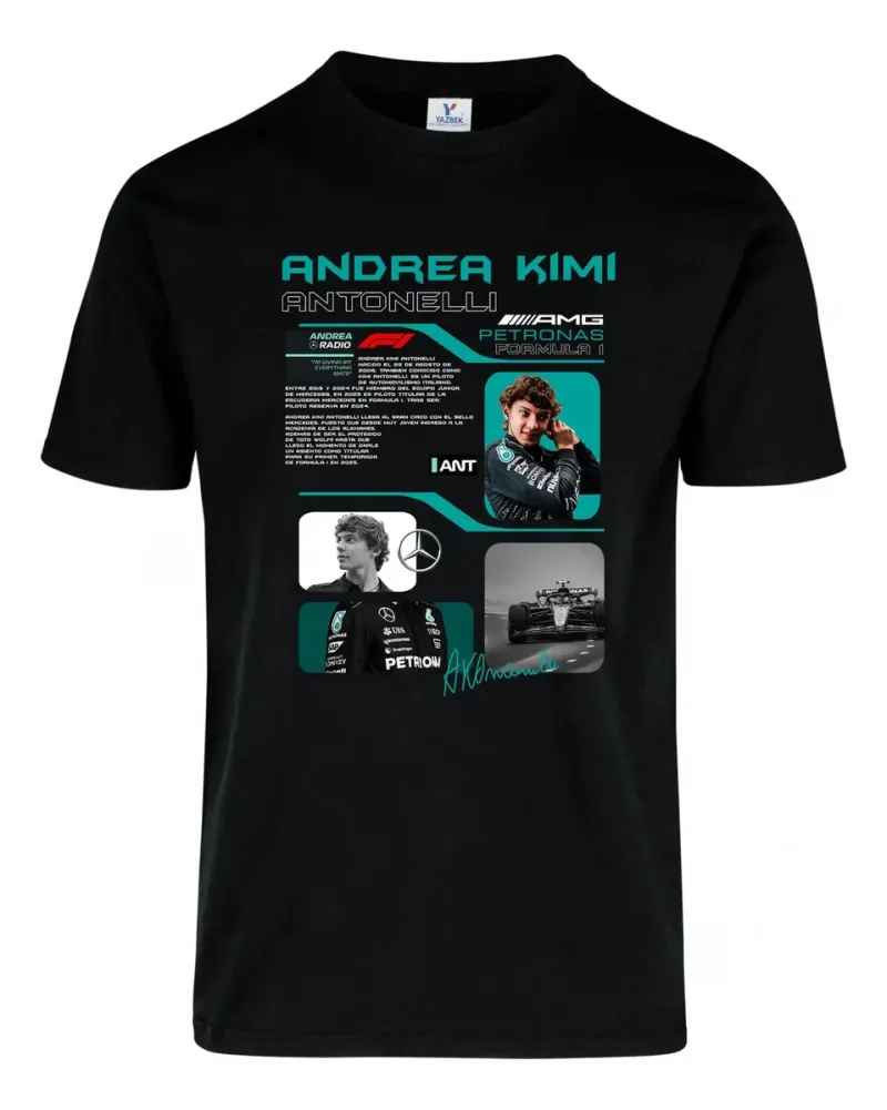D_799116-MLU83413622460_042025-O.jpg Remera: F1 Kimi Antonelli Mercedes Memoestampados