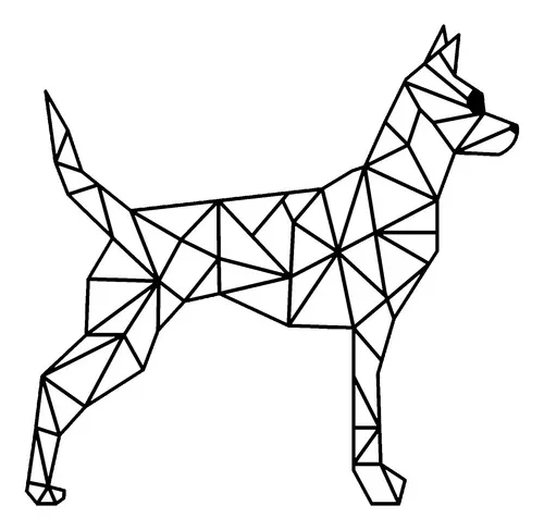 Cuadro Madera Calada 3mm Perro Geometrico 59x61cm