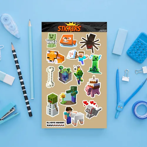 D_837134-MLU106749423292_022026-O.jpg Pack Pegotines Stickers Minecraft Memoestampados