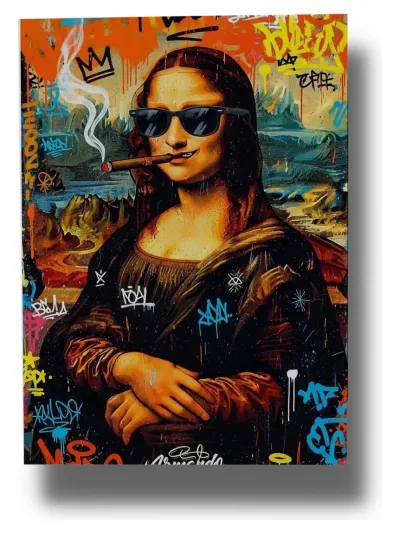 Cuadro Mona Lisa Intervenida 606 70x100 Mdf Memoestampados