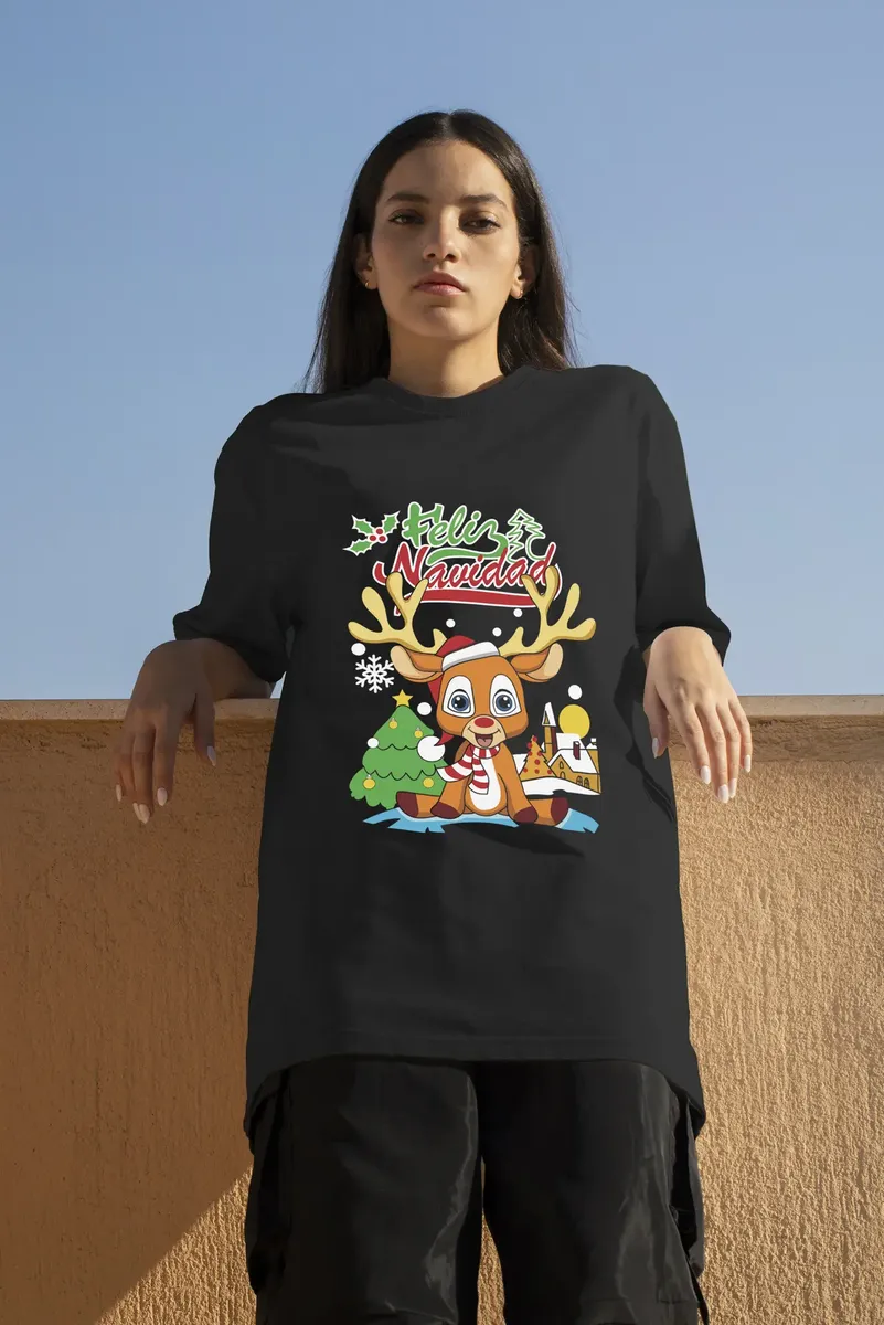 Remera: Reno Feliz Navidad Memoestampados