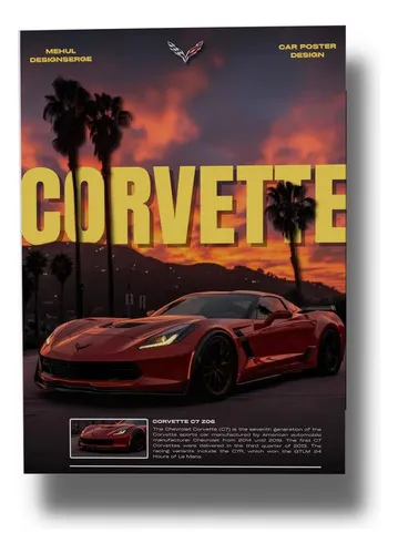 Cuadro Corvette C7 778 40x30 Mdf Memoestampados