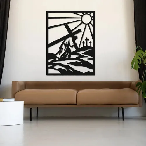Cuadro Calado Mdf Jesús Con La Cruz 60x80 Cm