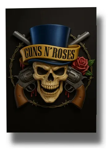 Cuadro 769 Guns And Roses 50x70 Mdf Memoestampados