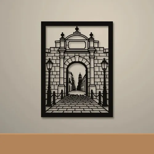 D_886959-MLU118646114876_102026-O.jpg Cuadro Calado Mdf Puerta De La Ciudadela 30x40 Cm Negro