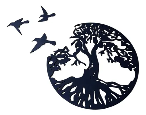 D_887793-MLU106273616459_012026-O.jpg Cuadro Memoestampados Árbol De La Vida 40x40 Cm Con Pajaros