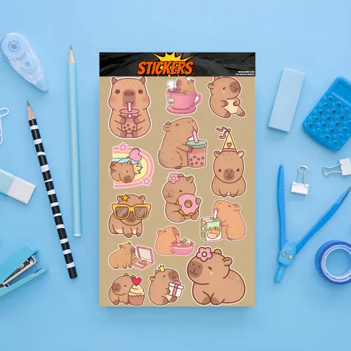 D_891908-MLU97119868790_112025-O.jpg Pack Pegotines Stickers Capybara Memoestampados