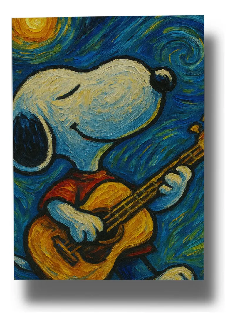 Cuadro Snoopy Noche Estrellada 694 70x100 Mdf Memoestampados