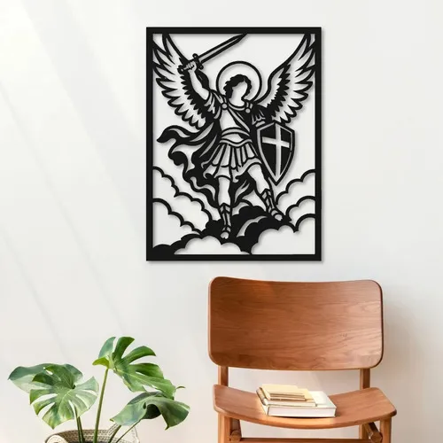 Cuadro Calado Mdf San Miguel Arcángel 30x40 Cm