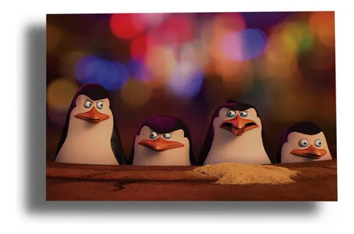 Cuadro Pinguinos Madagascar 424 40x53 Mdf Memoestampados