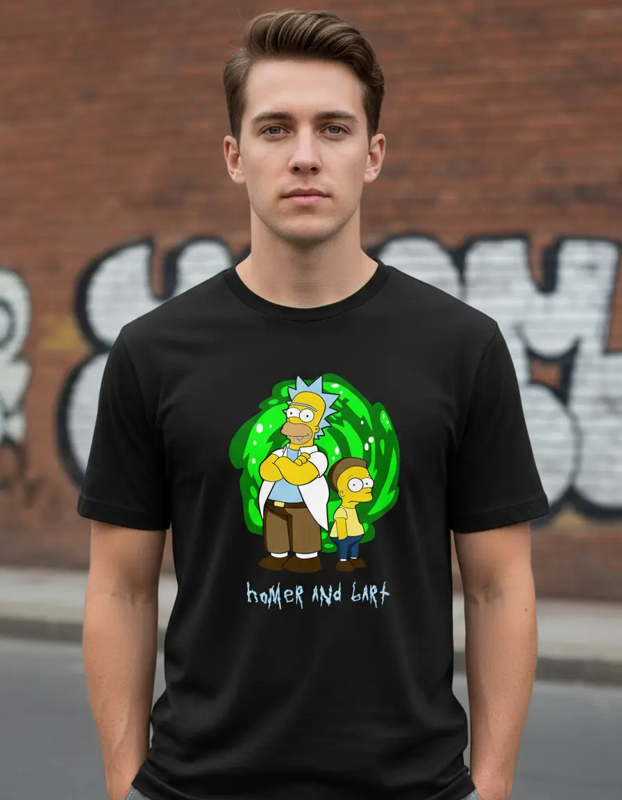D_965131-MLU97199486354_112025-O.jpg Remera: Homer And Bart Rick And Morty