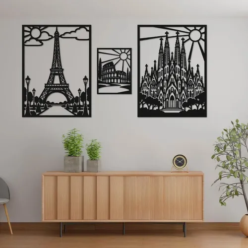 Set 3 Calados Mdf Europa Clásica 2 De 60x80 + 30x40