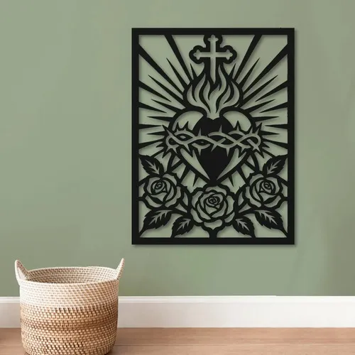 D_971848-MLU120322890473_102026-O.jpg Cuadro Calado Mdf Sagrado Corazón 30x40 Cm