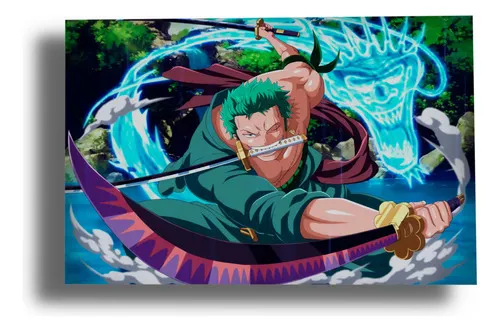 D_976256-MLU80227521697_102024-O.jpg Cuadro 242 One Piece, Roronoa Zoro 40x53 Mdf Memoestampados