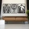 Tríptico Calados Mdf Religiosos Virgen Y Familia 60x80 Negro