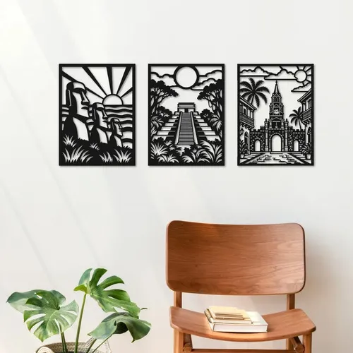 D_984639-MLU118648714308_102026-O.jpg Tríptico Calados Mdf Latinoamérica 30x40 Negro