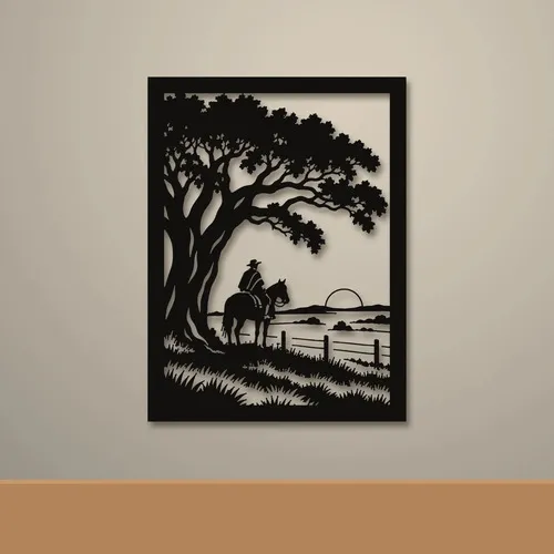 D_988518-MLU118637335294_102026-O.jpg Cuadro Calado Mdf Gaucho Y Ombú 30x40 Cm Negro